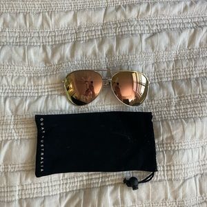 Gently Worn Quay Pink and Gold Aviator Sunglasses